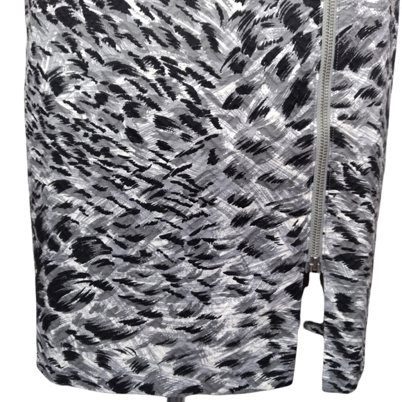 Talbots Side Double Zip Painted Black Gray White Pencil Skirt Size 4 - Picture 9 of 13